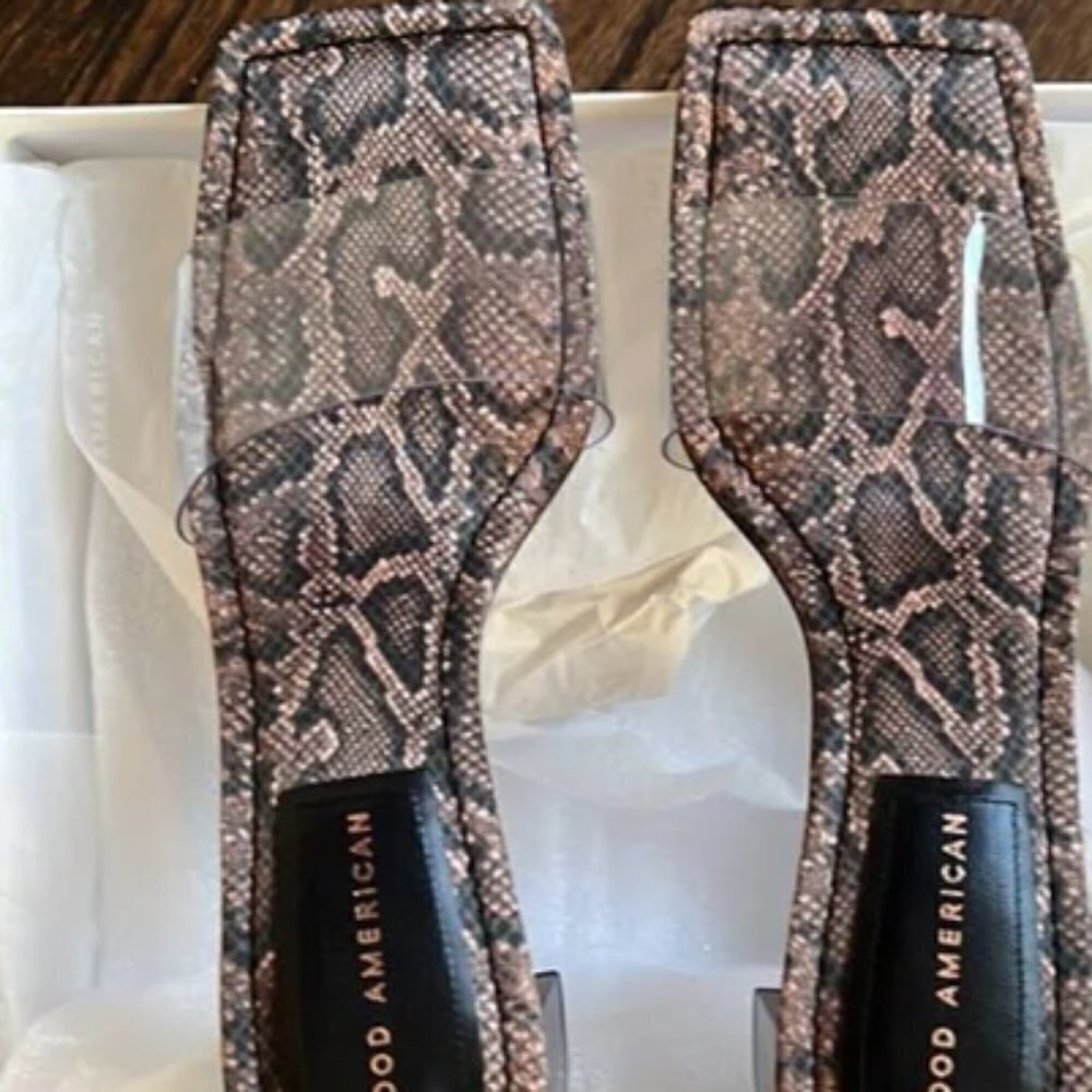 GOOD AMERICAN Block Heel Slide Sandal In Desert Snake NEW NIB 10 - Picture 9 of 9